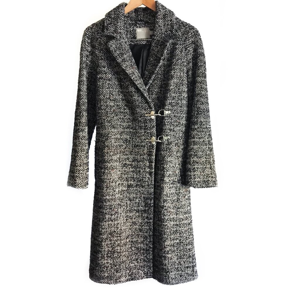 Asos Herringbone D-Ring Long Heavy Overcoat US 0